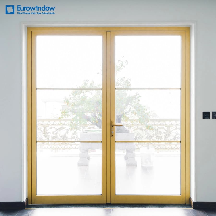 Cửa đi nhôm 2 cánh mở quay ngoài